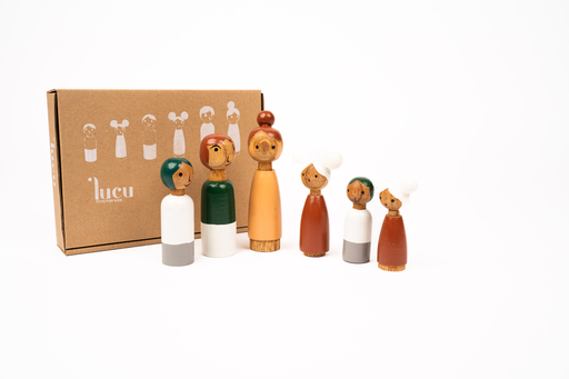 Houten Poppenfamilie - Pastel